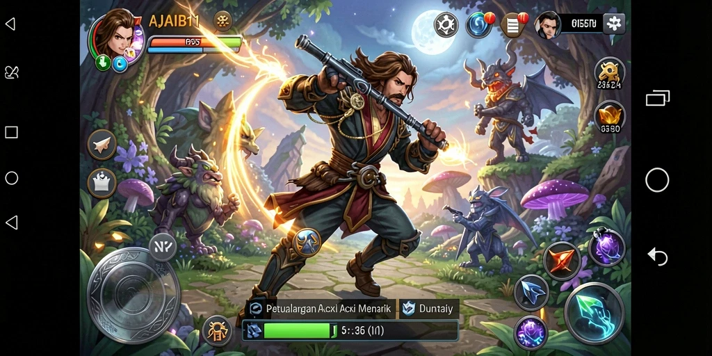 Tampilan mendebarkan dari gameplay AJAIB11 yang penuh aksi dan petualangan.