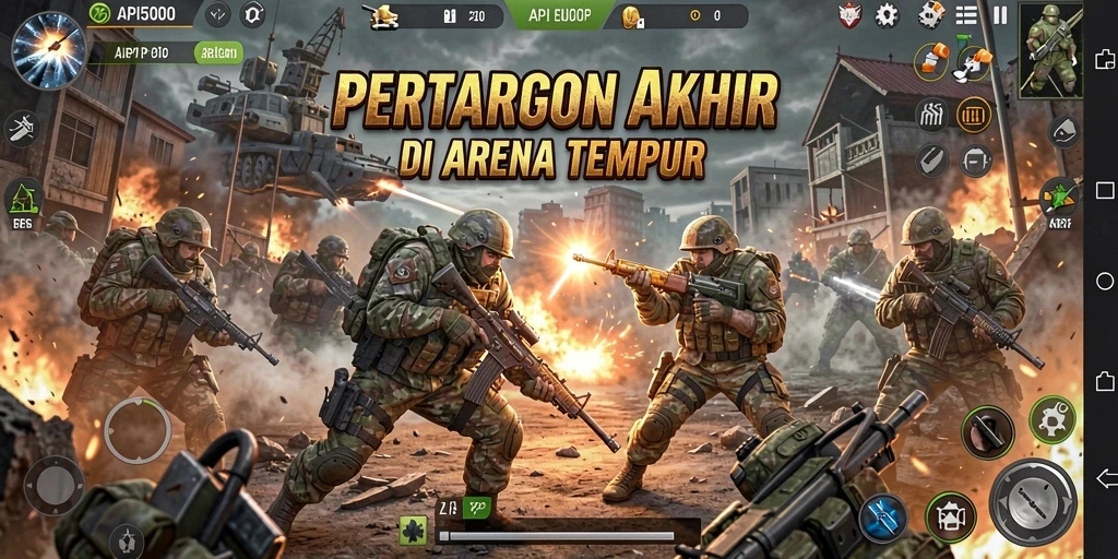 Screenshot gameplay API5000 yang menampilkan pertarungan penuh aksi.