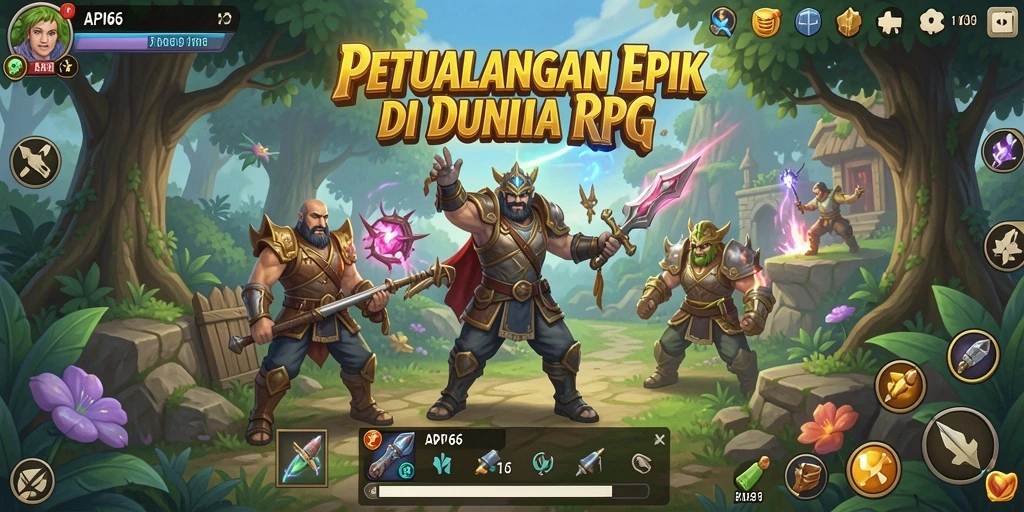 Screenshot gameplay API66 menunjukkan pertarungan seru di dunia fantasi.
