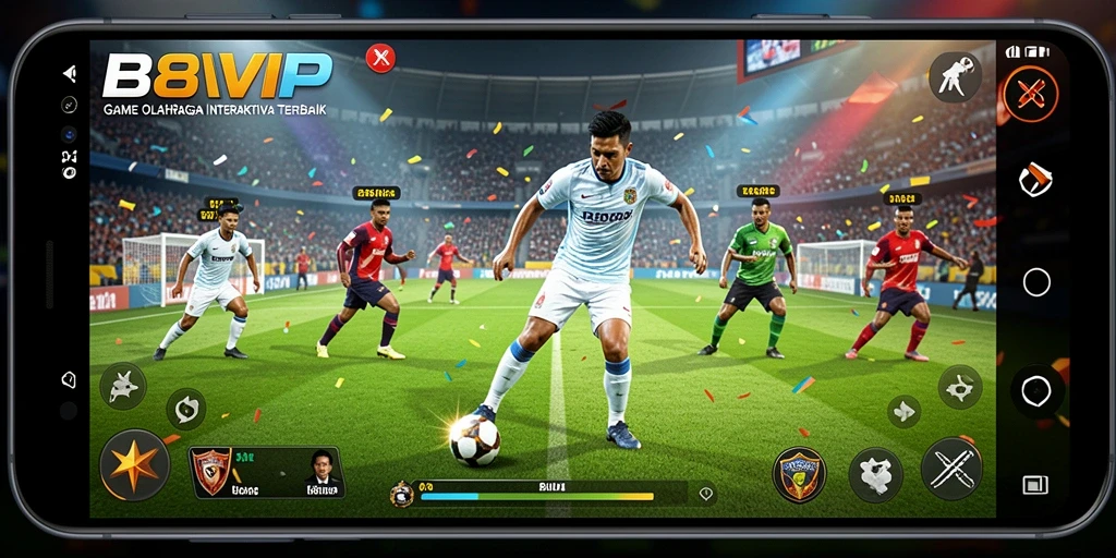 Screenshot B8VIP menampilkan gameplay mendebarkan olahraga interaktif.