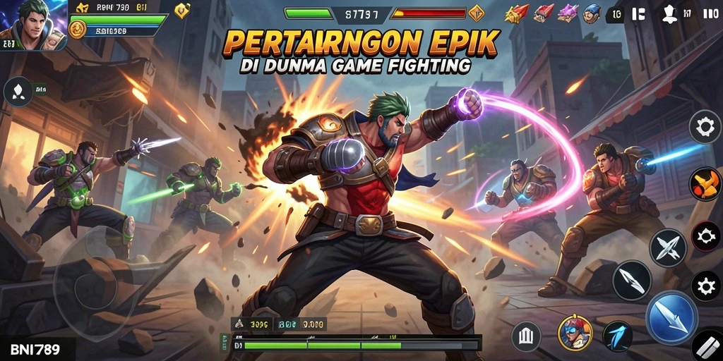 Screenshot BNI789 menampilkan pertarungan seru antara karakter dengan efek visual yang menakjubkan.