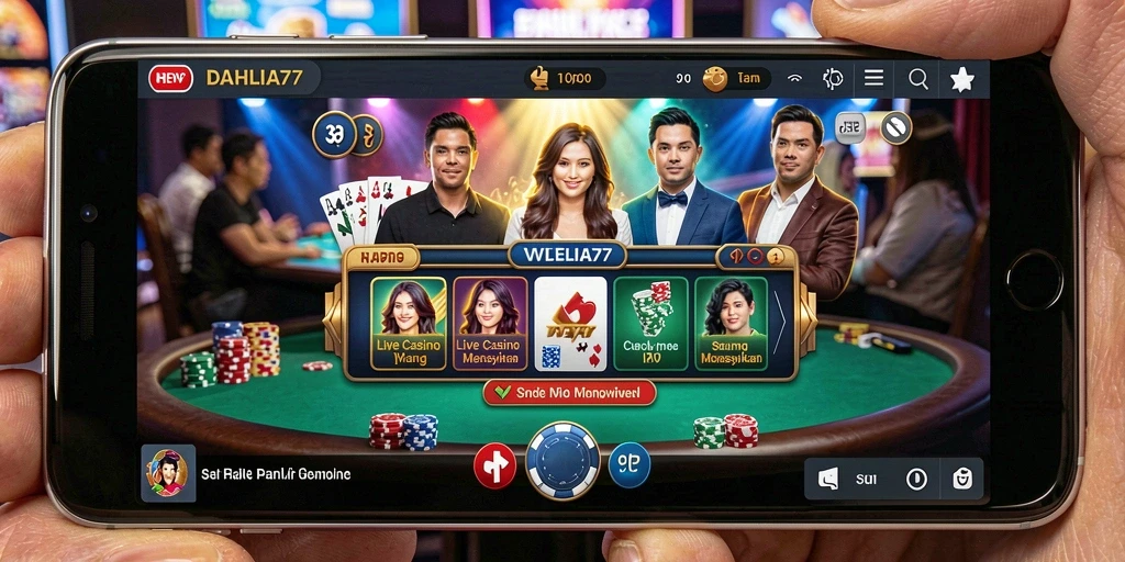 Tampilan permainan Live Casino yang mendebarkan di DAHLIA77.