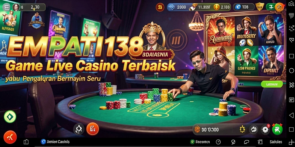 Screenshot utama EMPATI138 menunjukkan dealer beraksi dalam permainan Live Casino.