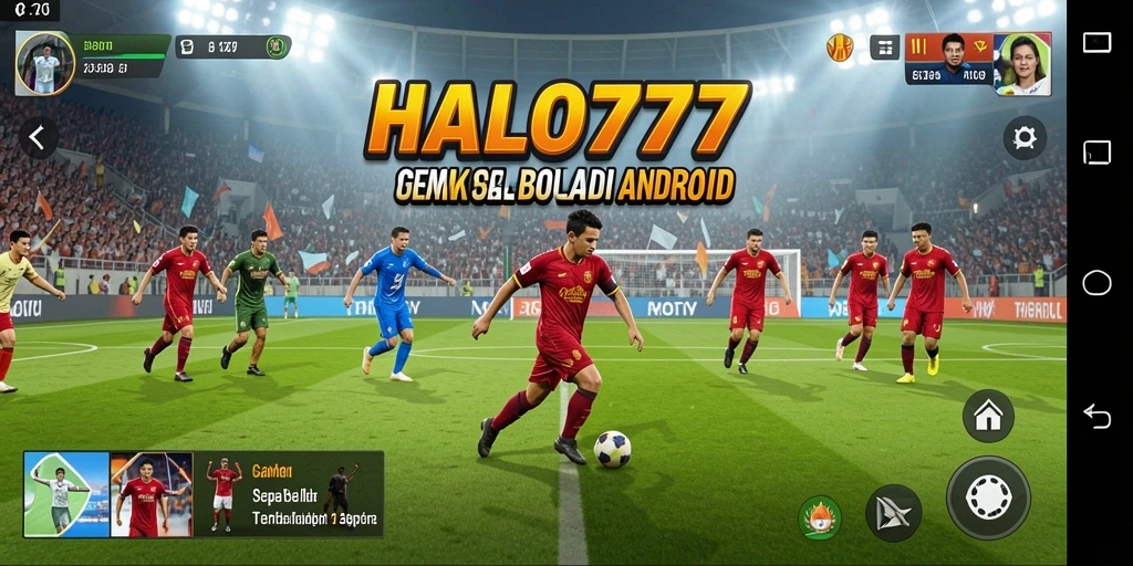 Tampilan gameplay HALO777 yang menampilkan aksi seru di lapangan sepak bola.