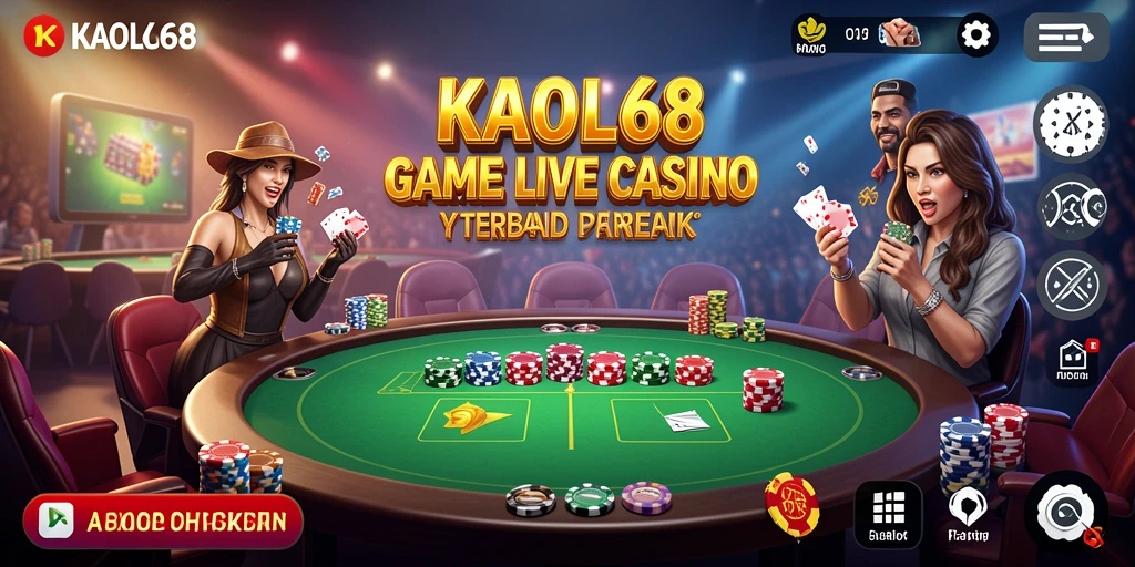 Screenshot KAOL68 menampilkan dealer profesional di meja permainan Live Casino.