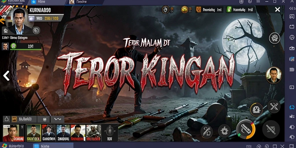 Screenshot gameplay KURNIA898 menampilkan suasana mencekam dengan efek visual yang menakutkan.