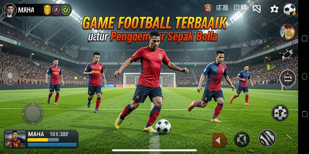 Tampilan gameplay MAHA168 dengan aksi sepak bola yang menegangkan.