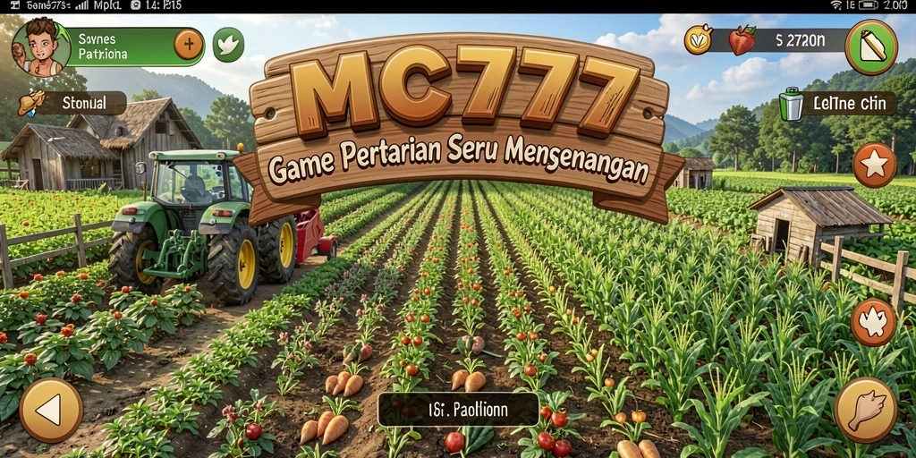 Tampilan gameplay MC777 dengan aktivitas bertani seru.