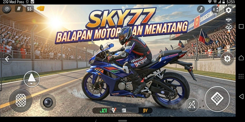 Gameplay SKY77 menampilkan aksi balapan motor yang seru dan kompetitif.