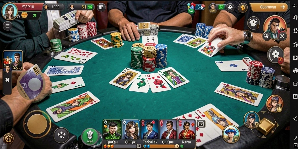 Screenshot utama SVIP10 menunjukkan gameplay seru dan interaktif QiuQiu.
