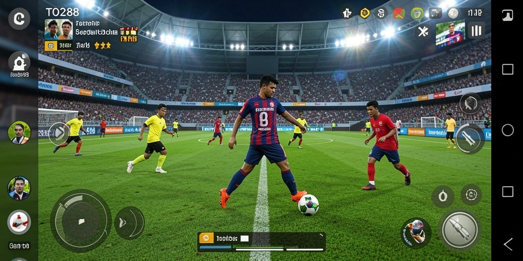 Tampilan menarik dari gameplay TO288 dengan aksi sepak bola yang seru.