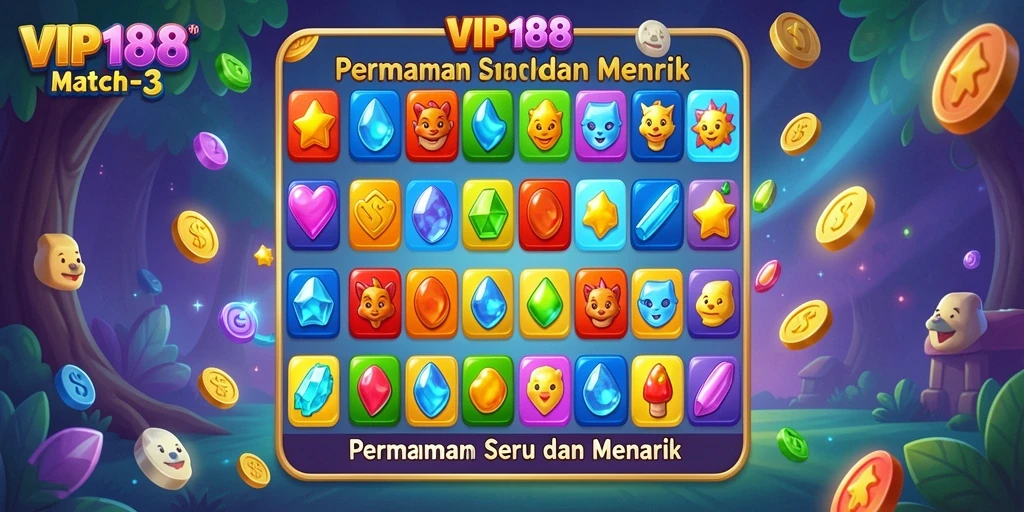 Tampilkan gameplay seru dari VIP188 dengan elemen Match-3 yang menantang.